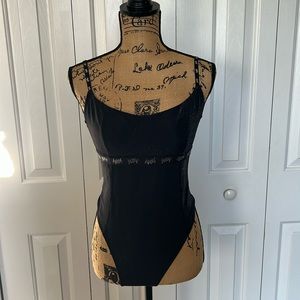 Yitty Black Glittery Thong Bodysuit